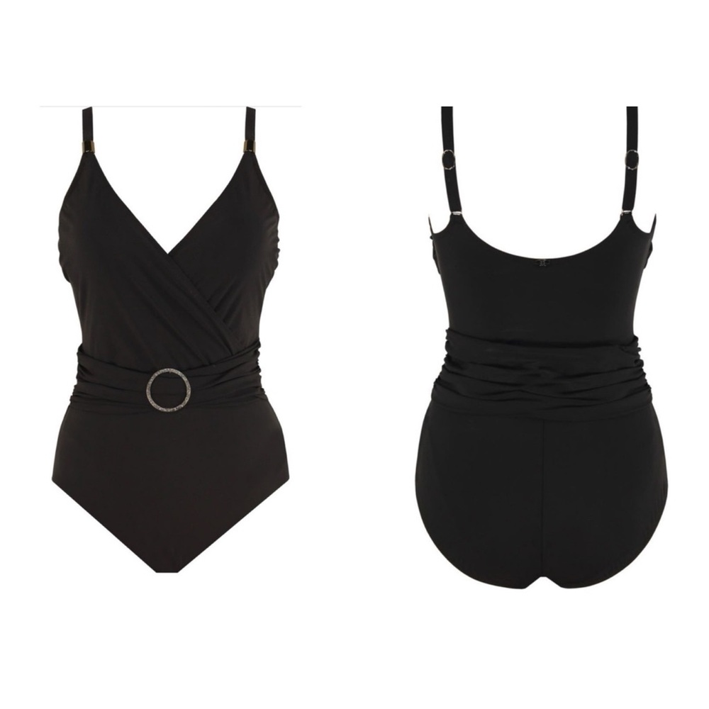 NWOT AMORESSA Oli Slick Getty One Piece Black Swimsuit Size 8 - Picture 4 of 8